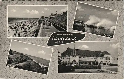 Ansichtskarte Westerland-Gemeinde Sylt Strand, Sturmflut, Kurhaus 1961