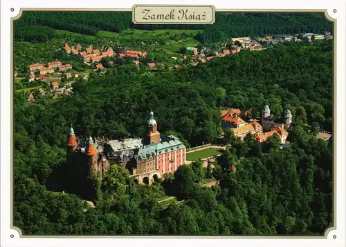 Postcard Polen Polska Zamek Książ, Schloss in Polen, Luftaufnahme 2000