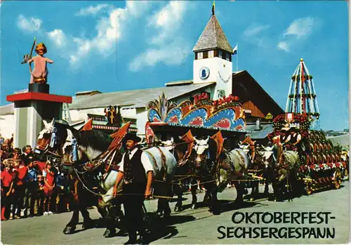 Ansichtskarte München Oktoberfest Pferde Gespann Einzug der Wirte 1979