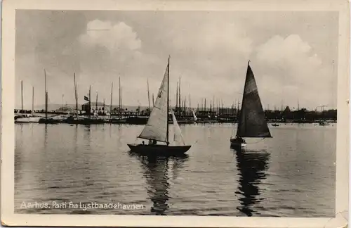 Postcard Aarhus Parti fra Lystbaadehavnen, Segler Hafen 1948