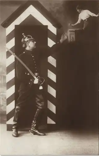 Ansichtskarte  Sächsischer Soldat und Frau - Fotokunst 1913