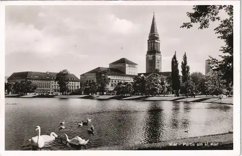 Ansichtskarte Kiel Partie am kleinen Kiel - Schwäne 1956