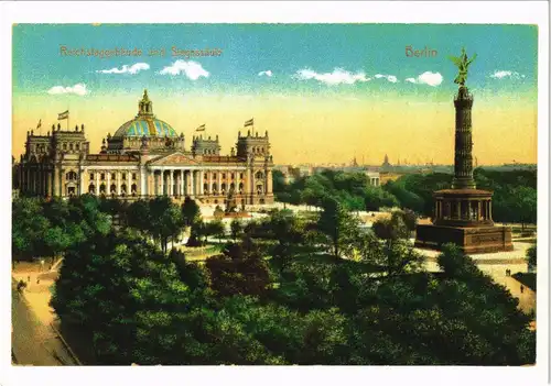 Berlin Reichstagsgebäude und Siegessäule anno 1905 (Repro-Ansicht) 1996