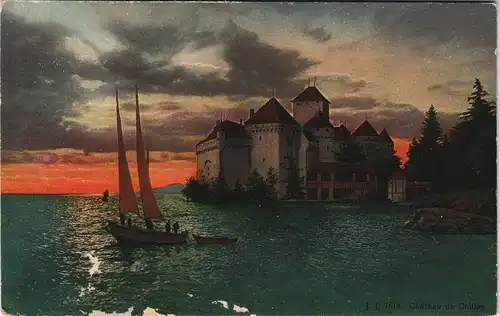 Ansichtskarte Veytaux Schloss Chillon Château de Chillon 1910