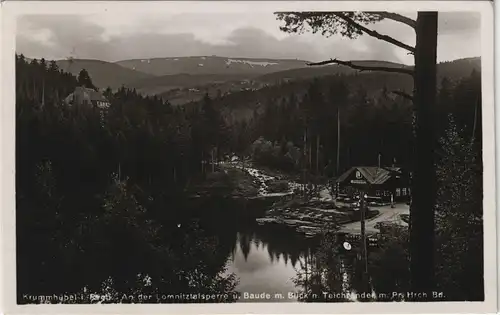 Postcard Krummhübel Karpacz Lomnitztalsperre - Baude 1930