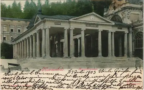 Postcard Marienbad Mariánské Lázně Kreuzbrunnen - Handkoloriert 1903