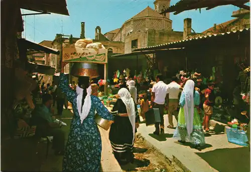 Nazareth Market scene Marktplatz Einheimische Händler Markt 1970