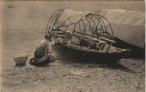 Ansichtskarte  Idilio Boot - Mann Frau 1911