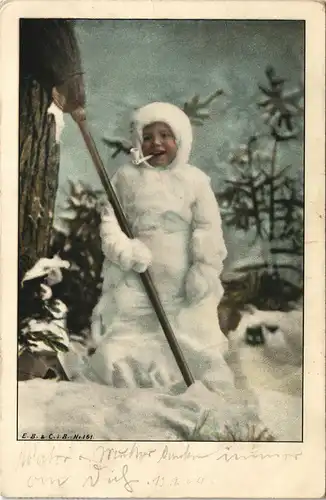 Ansichtskarte  Künstlerkarte Winter Kind Junge als Schneeberg 1904