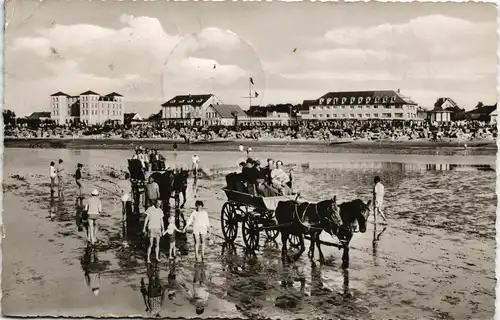 Duhnen-Cuxhaven Strand Wattwagen Ausflügler nach Insel Neuwerk 1961