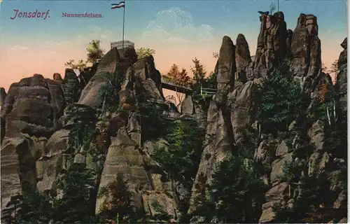 Jonsdorf Am Nonnenfelsen Ansichtskarte Oberlausitz Oybin Zittau1917 #