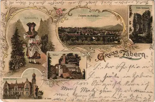 CPA Litho AK Zabern Saverne MB Tracht, Stadt, Post - Elsaß 1904