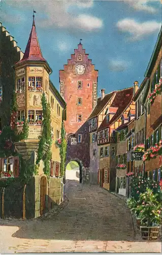 Ansichtskarte Meersburg Obertor und Gasthof zum Bäre - Künstlerkarten 1916