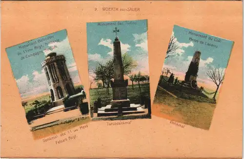 CPA Wörth an der Sauer Wœrth 3 Bild Kriegerdenkmäler 1916