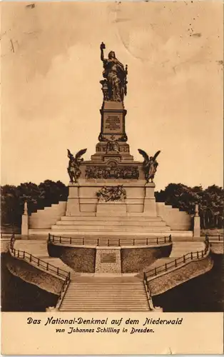 Ansichtskarte Rüdesheim (Rhein) National-Denkmal / Niederwalddenkmal 1928