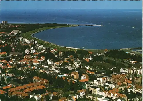 Cuxhaven Luftaufnahme Blick über die Stadt zur Grimmershörnbucht 1990