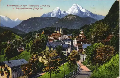 Ansichtskarte Berchtesgaden Panorama mit Watzmann und Schönfeldspitze 1920