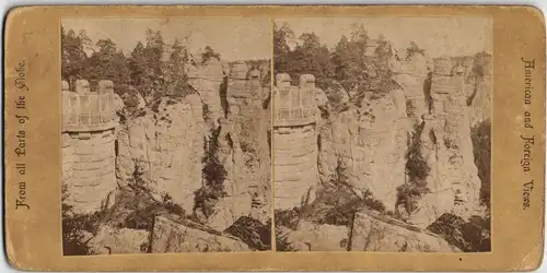 Rathen Bastei Ferdinandstein CDV Kabinettfoto 1881 3D/Stereoskopie