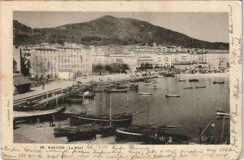 CPA Ajaccio Hafenpartie und Stadt 1904  gel. Ankunftsstempel Leipzig Gohlis