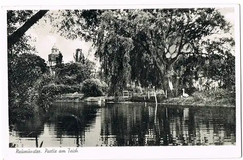 Ansichtskarte Neumünster Partie am Teich 1956