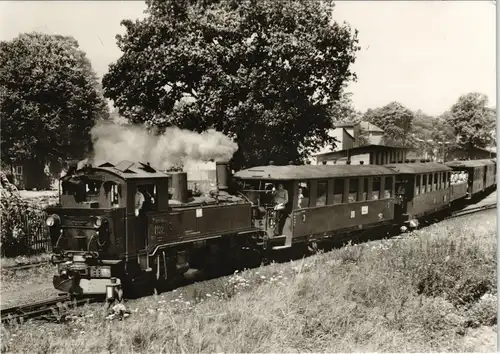 Ansichtskarte Radeburg Ausfahrt der Traditionsbahn aus dem Bahnhof 1980