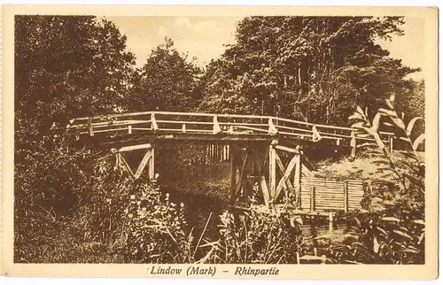 Ansichtskarte Lindow (Mark) Brücke - Rhinpartie 1928