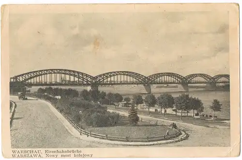 Postcard Warschau Warszawa Nowy most kolejowy/Eisenbahnbrücke 1940