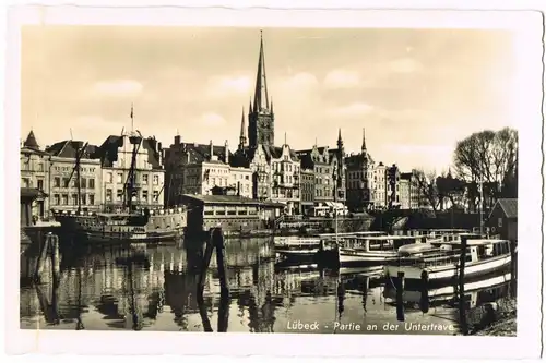 Ansichtskarte Lübeck Partie an der Untertrave 1940
