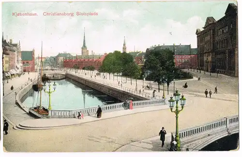 Postcard Kopenhagen København Christiansborg Slotsplads 1913