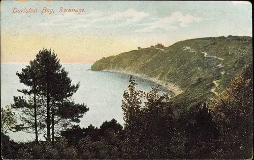 Postcard Swanage Durlston Bay, Swanage, Panorama 1909