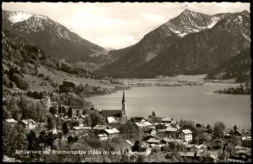 Schliersee Panorama-Ansicht, See und Berg-Blick Jägerkamp Brecherspitze 1960