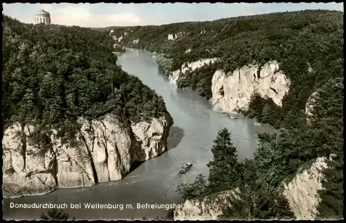 Weltenburg-Kelheim Donaudurchbruch Fernansicht der Befreiungshalle 1960