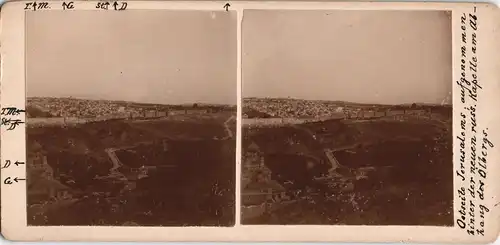 Jerusalem רושלים Stadt mit Tempelplatz, CDV Kabinettfoto 1909 3D/Stereoskopie