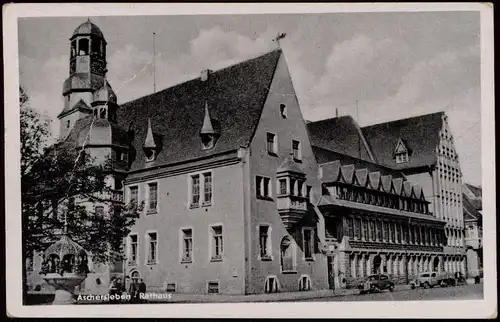 Ansichtskarte Aschersleben Rathaus Strassen Ansicht 1960/1956