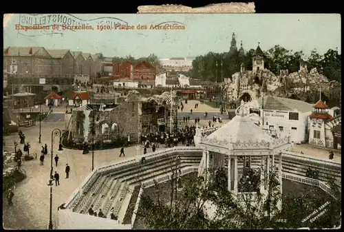 Postkaart Brüssel Bruxelles Expo Atraktionen 1910