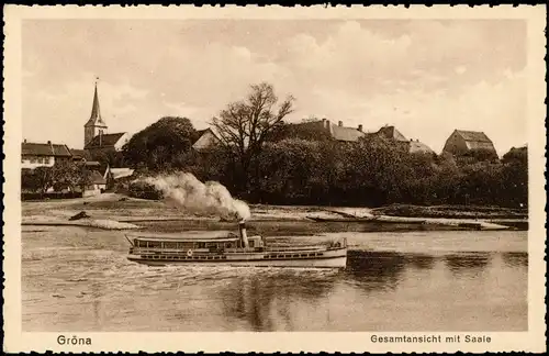 Ansichtskarte Gröna-Bernburg (Saale) Saalepartie - Dampfer 1922