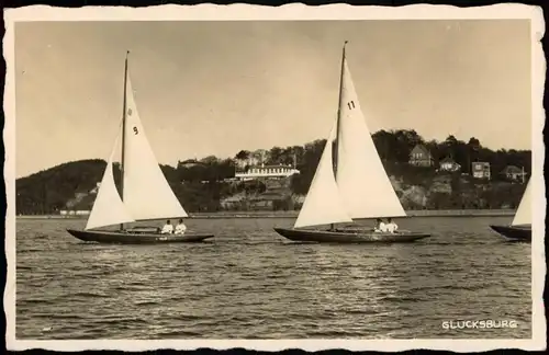 Ansichtskarte Glücksburg (Ostsee) Lyksborg Segelboote - Restaurant 1938