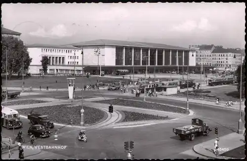 Ansichtskarte Wien Westbahnhof Vorplatz 1950   mit Zensur und Nachgebühr-Stempel