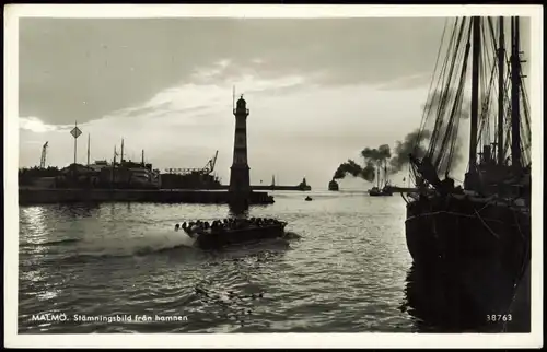 Postcard Malmö Stämningsbild från hamnen, Hafen, Harbour 1954