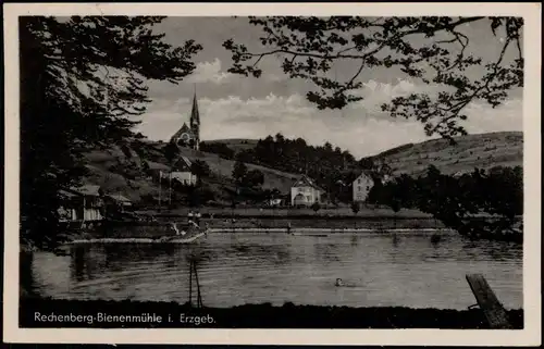 Rechenberg-Bienenmühle Panorama-Ansicht DDR AK Ort Erzgebirge 1955