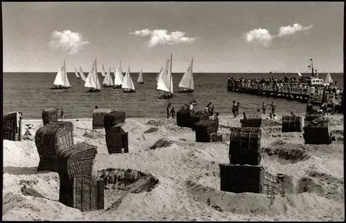 Ansichtskarte Wyk (Föhr) Mittelbrücke, Segelboote 1961