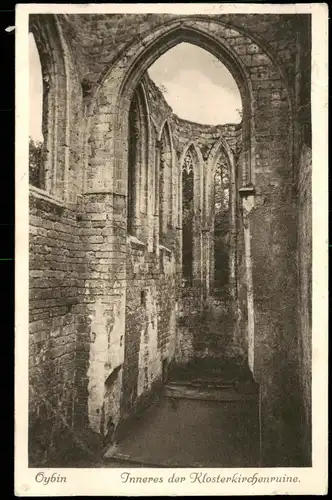Ansichtskarte Oybin Inneres der Klosterkirchenruine. 1928