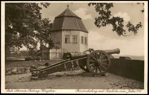 Königstein (Sächsische Schweiz) Friedrichsburg mit Geschütz Kanone vom Jahre 1747 1925