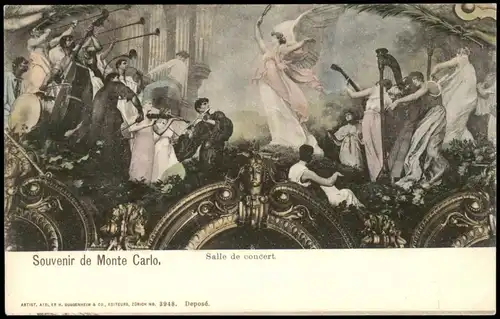 Postcard Monte-Carlo Wandgemälde Salle de Concert 1909