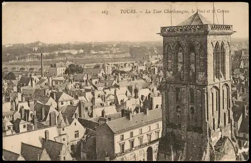 CPA Tours La Tour Charlemagne, le Pont et Comeau 1919