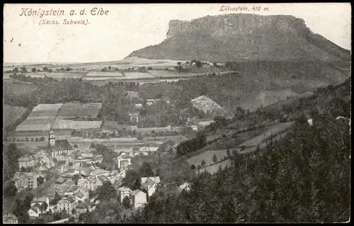 Königstein (Sächsische Schweiz) Blick über die Stadt zum Lilienstein 1943