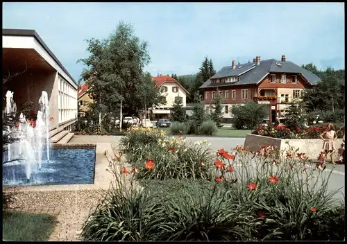 Ansichtskarte Hinterzarten Ortsansicht, Wasserspiele, Teilansicht 1980