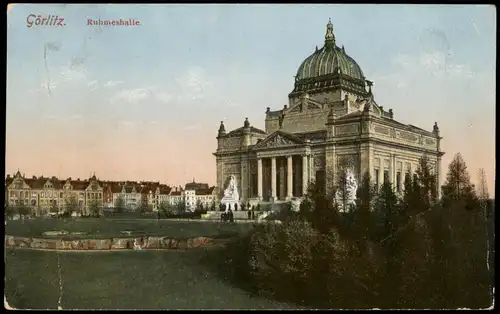 Postcard Görlitz Zgorzelec Ruhmeshalle - Häuserfassaden 1929