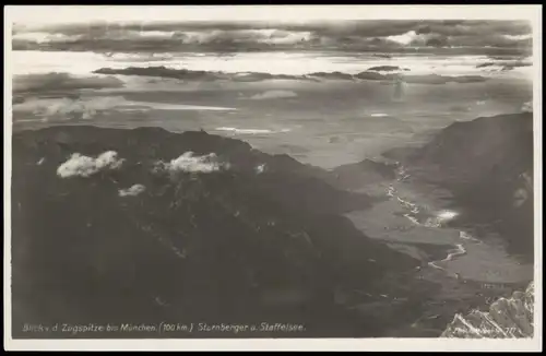 Ansichtskarte Grainau von der Zugspitze auf Starnberger See Stimmungsbild 1934