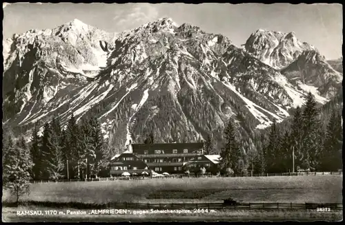 Ramsau am Dachstein Panorama-Ansichte mit Pension ALMFRIEDEN 1955